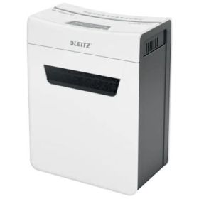 Leitz IQ Protect Premium 8X Destructora de Papel Manual Corte en Particulas P-4 - Destruye hasta 8 Hojas - Ultrasilenciosa - Papelera de 14L - Color Blanco/Gris