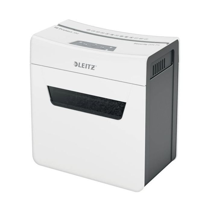 Leitz IQ Protect Premium 3M Destructora de Papel Manual Micro Corte P-5 - Destruye hasta 3 Hojas - Ultrasilenciosa - Papelera de 10L - Color Blanco/Gris