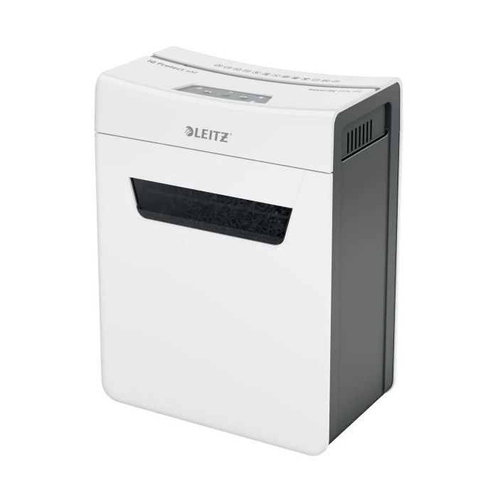 Leitz IQ Protect Premium 4M Destructora de Papel Manual Micro Corte P-5 - Destruye hasta 4 Hojas - Ultrasilenciosa - Papelera de 14L - Color Blanco/Gris