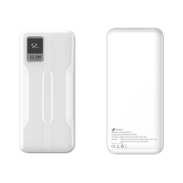Leotec Powerbank 20.000 mAh PD 22.5W - Color Blanco