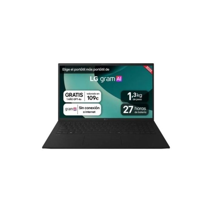 LG Gram 15Z80T-G.AS55B Portatil 15.6" AMD Ryzen AI 5-340 - 16GB - 512GB SSD - Windows 11 Home - Color Negro - Teclado QWERTY (ES)