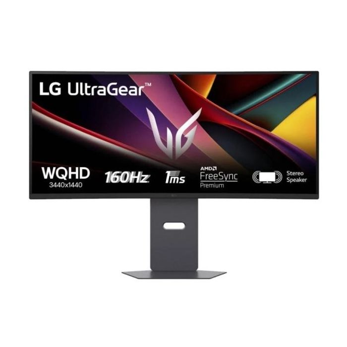 LG UltraGear Monitor 34" Curvo 1500R VA UltraWide QHD 160Hz HDR10 FreeSync Premium - Respuesta 1ms - Altavoces - Ajustable en Altura, Giratorio e Inclinable - 21:9 - HDMI - VESA 100x100mm