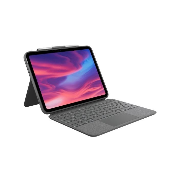 Logitech Combo Touch Funda con Teclado Retroiluminado Inalambrico para iPad (Gen 10 y A16) - Trackpad - Escritura, Visualizacion, Dibujo y Lectura - Color Gris
