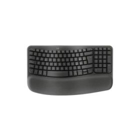 Logitech Wave Keys Teclado Inalambrico Ondulado - Indicadores Luminosos - Patas Ajustables - Autonomia hasta 36 Meses - Reposa Muñecas Acolchado