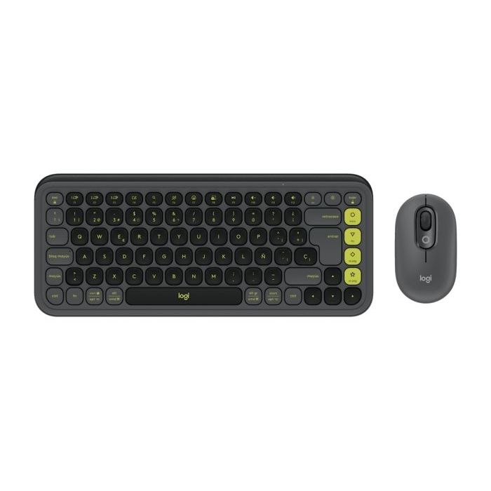 Logitech Pop Icon Combo Pack Inalambrico Teclado Multimedia + Raton - Bluetooth - Autonomia Teclado 36 Meses - Raton 24 Meses - Color Grafito y Verde