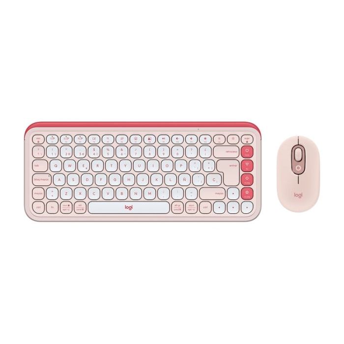 Logitech Pop Icon Combo Pack Inalambrico Teclado Multimedia + Raton - Bluetooth - Autonomia Teclado 36 Meses - Raton 24 Meses - Color Rosa y Blanco