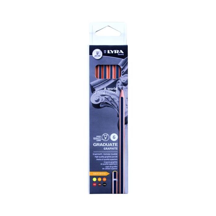 Lyra Graduate Artistic Pack de 6 Lapices de Grafito - Graduaciones Surtidas - Color Negro