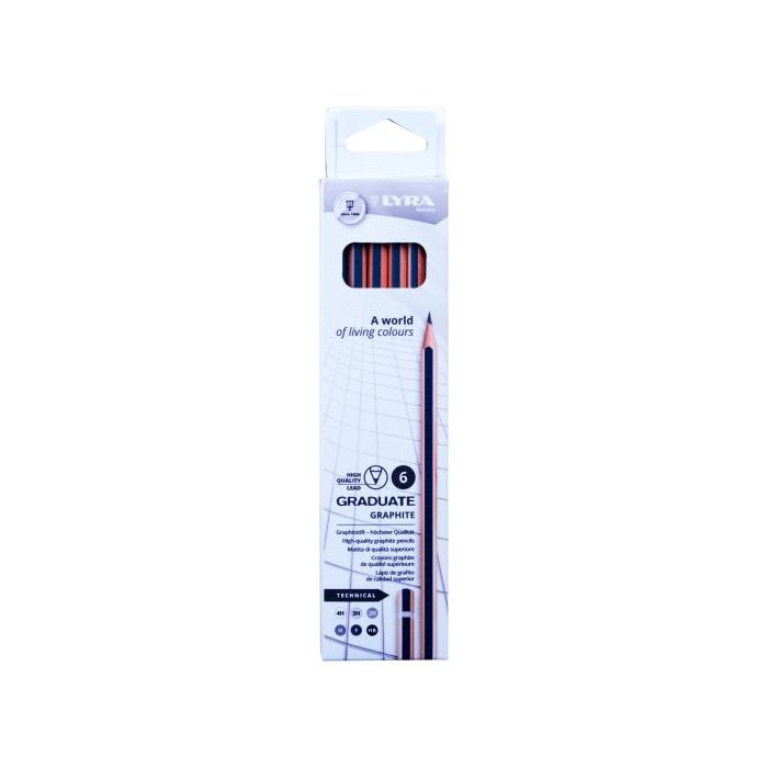 Lyra Graduate Technical Pack de 6 Lapices de Grafito - Graduaciones Surtidas - Color Negro