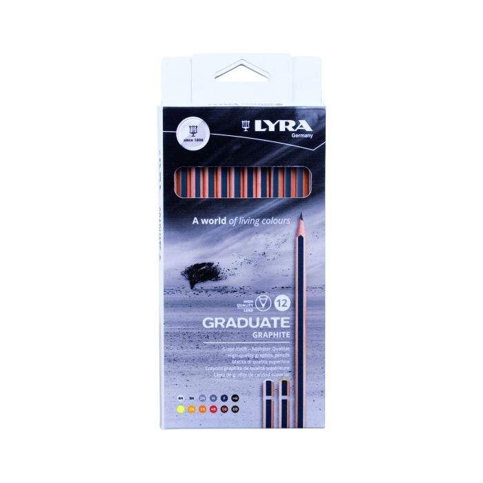 Lyra Graduate Pack de 12 Lapices de Grafito - Graduaciones Surtidas - Color Negro