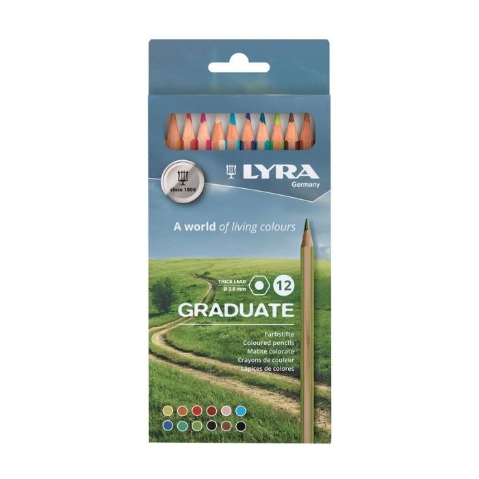 Lyra Graduate Pack de 12 Lapices de Colores - Hexagonal - Color Negro