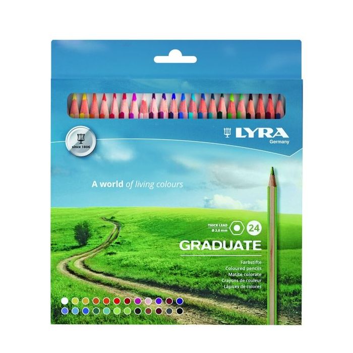 Lyra Graduate Pack de 24 Lapices de Colores - Hexagonal - Color Negro