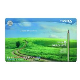 Lyra Graduate Pack de 36 Lapices de Colores - Hexagonal - Estuche de Metal - Color Negro