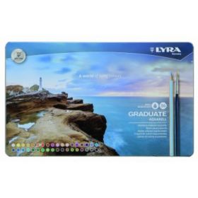 Lyra Graduate Pack de 36 Lapices de Colores Acuarelables con 1 Pincel Incluido - Hexagonal - Estuche de Metal - Colores Surtidos