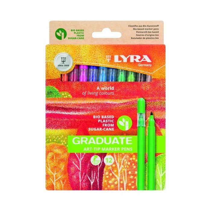 Lyra Graduate Art Tip Pack de 12 Rotuladores - Colores Surtidos