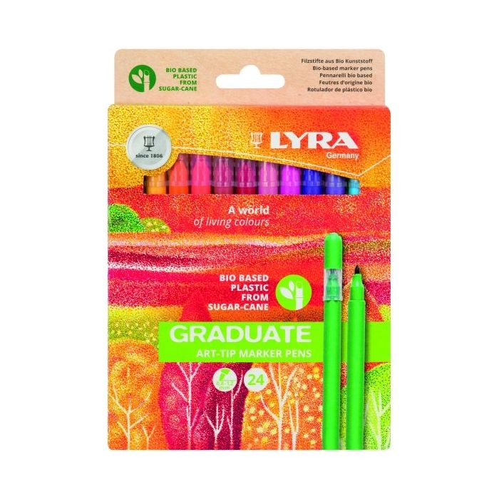 Lyra Graduate Art Tip Pack de 24 Rotuladores - Colores Surtidos