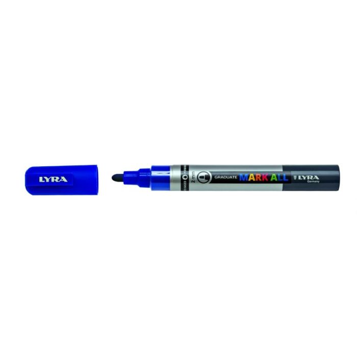 Lyra Mark All Rotulador Permanente - Multisuperficie - Punta Redonda - 2mm - Color Azul Oscuro