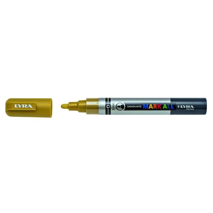 Lyra Mark All Rotulador Permanente - Multisuperficie - Punta Redonda - 2mm - Color Oro