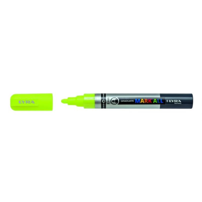 Lyra Mark All Rotulador Permanente - Multisuperficie - Punta Redonda - 2mm - Color Amarillo Neon