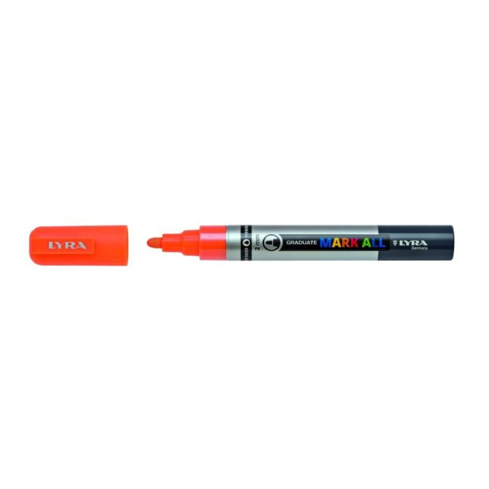 Lyra Mark All Rotulador Permanente - Multisuperficie - Punta Redonda - 2mm - Color Naranja Neon