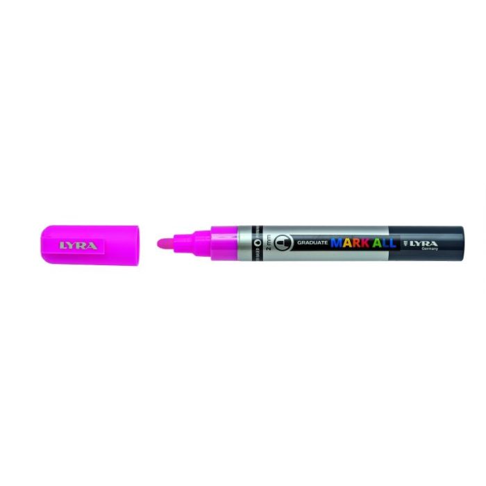 Lyra Mark All Rotulador Permanente - Multisuperficie - Punta Redonda - 2mm - Color Rosa Neon