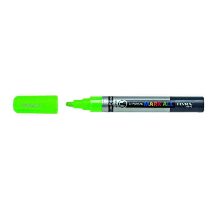 Lyra Mark All Rotulador Permanente - Multisuperficie - Punta Redonda - 2mm - Color Verde Neon