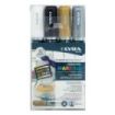 Lyra Mark All Pack de 4 Rotuladores Permanentes - Multisuperficie - Punta Redonda - 2mm - Colores Blanco, Oro y Plata