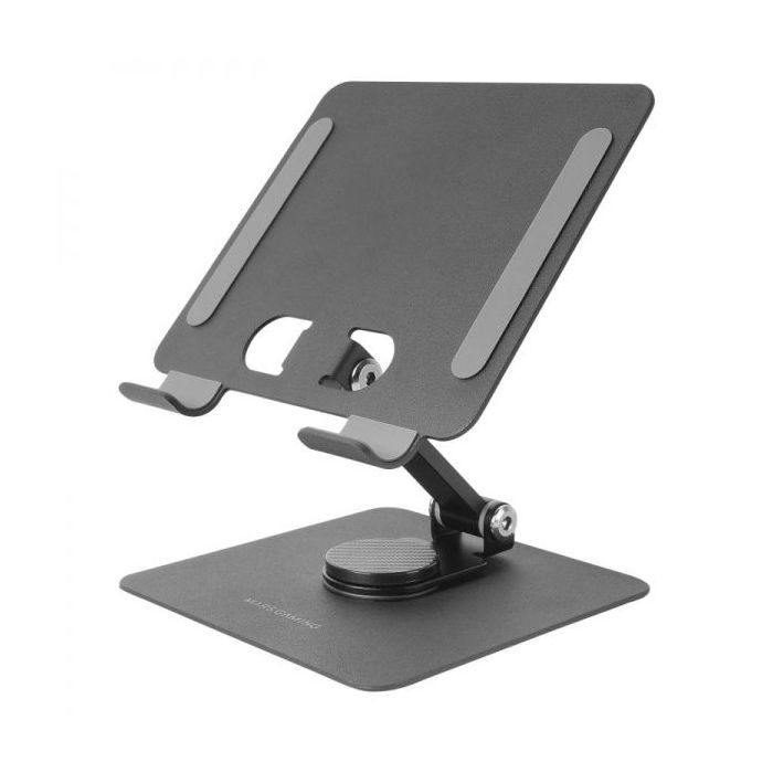 Mars Gaming MA-RST Soporte para Tablets y Convertibles - Acero Resistente - Rotacion 360º - Ajuste de Altura - Base Antideslizante - Color Negro