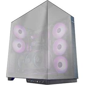 Mars Gaming MC-3GFPRO Caja Torre ATX - 2 Ventiladores ARGB Traseros Preinstalados - Triple Cristal Cromado - Montaje Vertical para Tarjetas Graficas - Soporte para Refrigeracion Liquida hasta 360mm - Acabado en Fibra de Carbono - 420x289x460mm - Color Ne