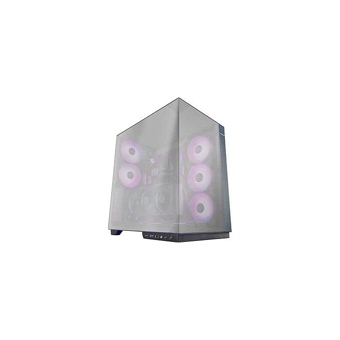 Mars Gaming MC-3GFPRO Caja Torre ATX - 2 Ventiladores ARGB Traseros Preinstalados - Triple Cristal Cromado - Montaje Vertical para Tarjetas Graficas - Soporte para Refrigeracion Liquida hasta 360mm - Acabado en Fibra de Carbono - 420x289x460mm - Color Ne