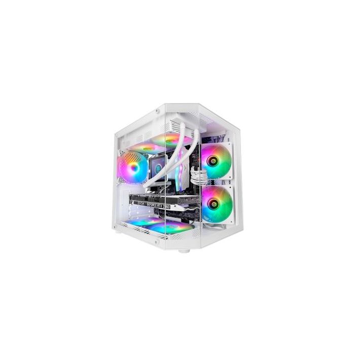 Mars Gaming MC-3TLITE Minitorre Ultracompacta - Ventilador de 120mm FRGB Integrado - Triple Cristal Templado - Soporte MicroATX/Mini-ITX - 4 Ranuras de Expansion - 337x276x342mm - Color Blanco