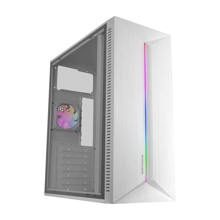 Mars Gaming MC-BLAZE Caja Torre ATX - Ventilador Trasero FRGB - Ventana Lateral de Cristal Templado - Tira Frontal LED - 7 Ranuras de Expansion - 370x185x415mm - Color Blanco