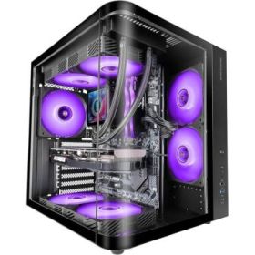 Mars Gaming MC-CURV Caja Torre ATX - Cristal Templado Curvo Continuo - Doble Camara - Conectividad USB-C y USB 3.0 - 7 Ranuras de Expansion - 343x286x353mm - Color Negro