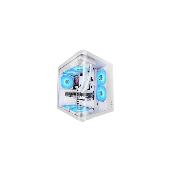 Mars Gaming MC-CURV Caja Torre ATX - Cristal Templado Curvo Continuo - Doble Camara - Conectividad USB-C y USB 3.0 - 7 Ranuras de Expansion - 343x286x353mm - Color Blanco