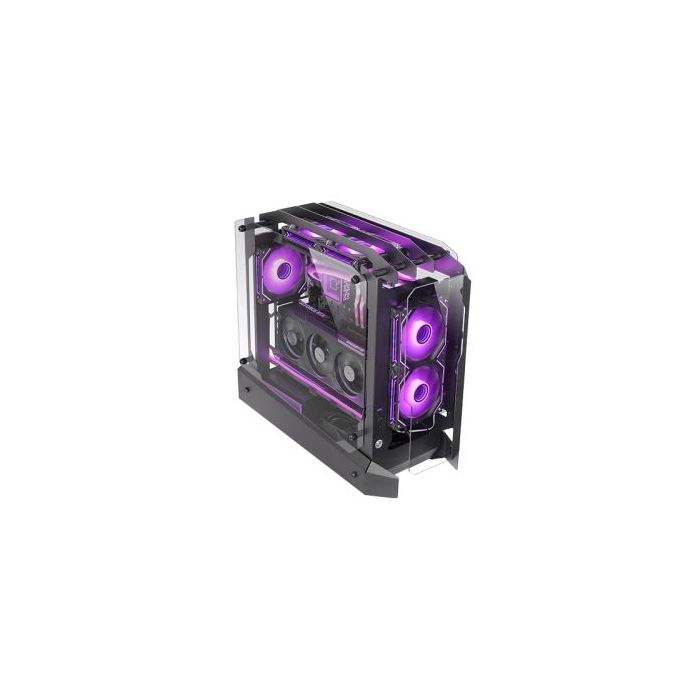 Mars Gaming MC-EDGE Caja Torre ATX - Soporte para Refrigeracion Liquida - Triple Cristal Templado - Formato Open Air - 7 Ranuras de Expansion - Color Negro