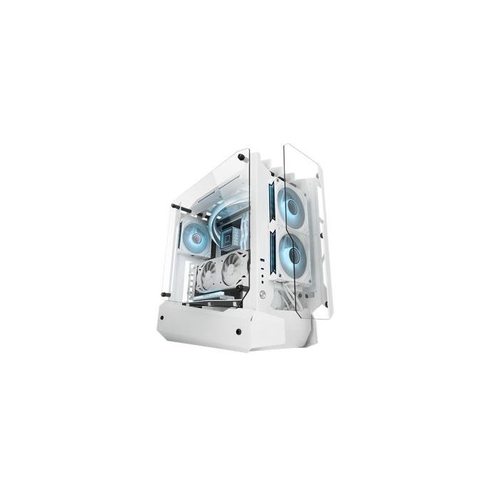 Mars Gaming MC-EDGE Caja Torre ATX - Soporte para Refrigeracion Liquida - Triple Cristal Templado - Formato Open Air - 7 Ranuras de Expansion - Color Blanco