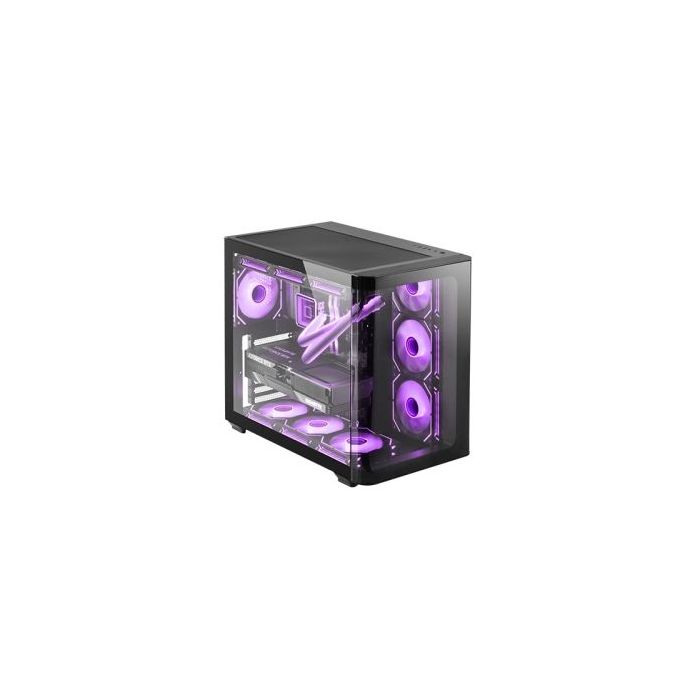 Mars Gaming MC-FUSION Caja Torre ATX - Cristal Templado Curvo Continuo - Soporta Refrigeracion Liquida - Capacidad hasta 10 Ventiladores - 7 Ranuras de Expansion - Color Negro