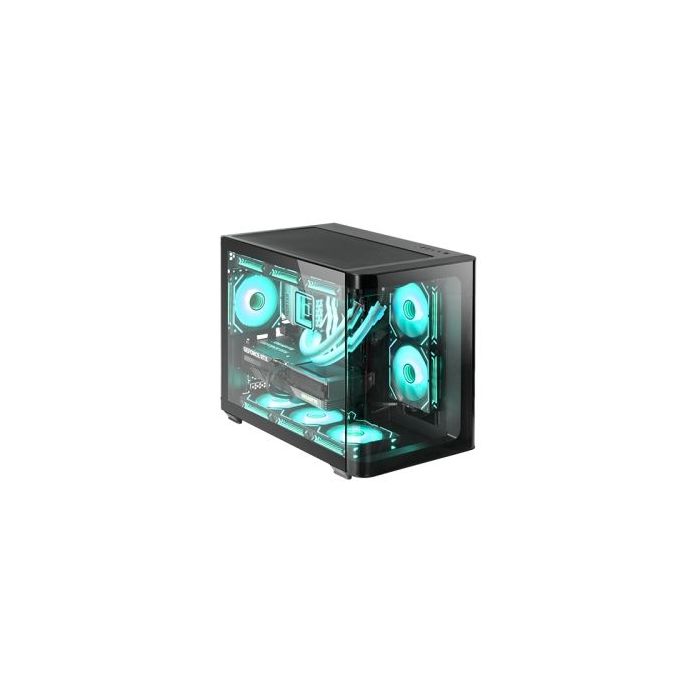 Mars Gaming MC-FUSIONM Minitorre Ultracompacta - Soporte MicroATX/Mini-ITX - Cristal Templado Curvo Continuo - Capacidad hasta 10 Ventiladores - 5 Ranuras de Expansion - Color Negro