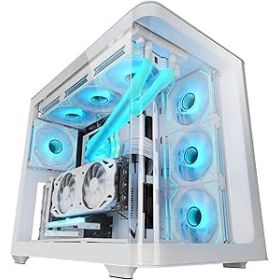 Mars Gaming MC-FUSION Caja Torre ATX - Cristal Templado Curvo Continuo - Soporta Refrigeracion Liquida - Capacidad hasta 10 Ventiladores - 7 Ranuras de Expansion - Color Blanco