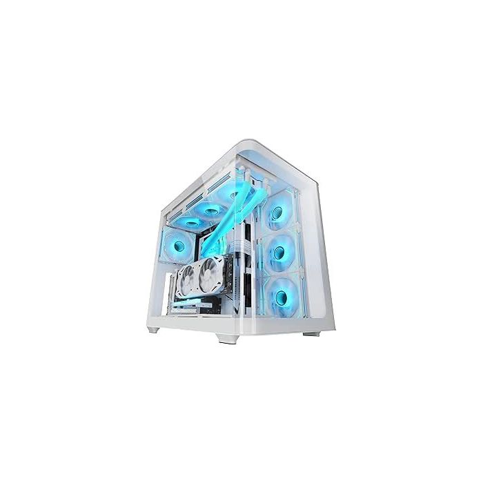Mars Gaming MC-FUSION Caja Torre ATX - Cristal Templado Curvo Continuo - Soporta Refrigeracion Liquida - Capacidad hasta 10 Ventiladores - 7 Ranuras de Expansion - Color Blanco