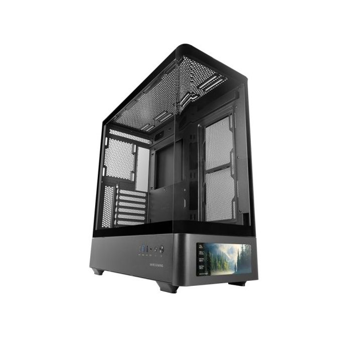 Mars Gaming MC-LCDPRO Caja Torre ATX - Pantalla IPS de 7.2” Personalizable - Cristal Templado Frontal y Lateral - Doble Camara - 7 Ranuras de Expansion - 460x482x210mm - Color Negro
