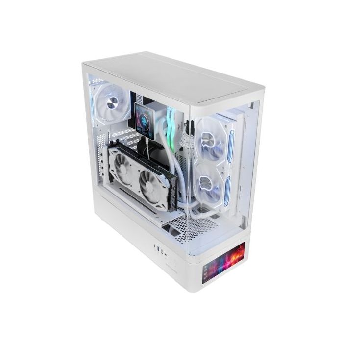Mars Gaming MC-LCDPRO Caja Torre ATX - Pantalla IPS de 7.2” Personalizable - Cristal Templado Frontal y Lateral - Doble Camara - 7 Ranuras de Expansion - 460x482x210mm - Color Blanco