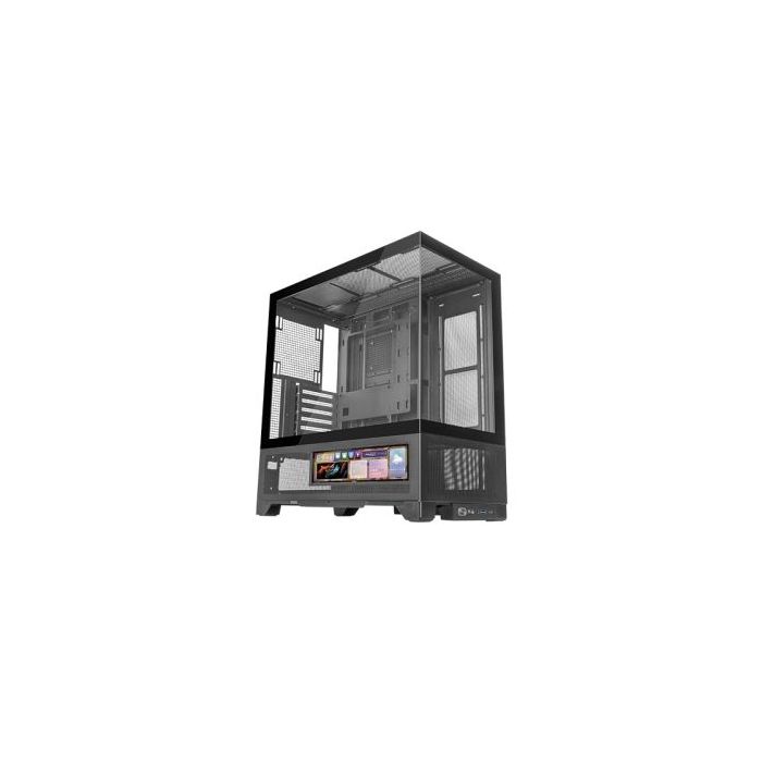 Mars Gaming MC-LCDX Caja Torre ATX - Pantalla IPS de 9.6” Personalizable - Cristal Templado Curvo Continuo - Panel Inferior de Malla Completa - 7 Ranuras de Expansion - 443x475x246mm - Color Negro