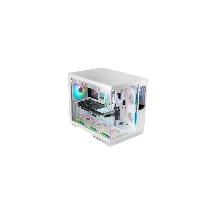 Mars Gaming MC-MIRAGE Caja Torre ATX - Pantalla IPS de 7.2” Personalizable - Cristal Templado Frontal y Lateral - Doble Camara - 7 Ranuras de Expansion - 425x360x288mm - Color Blanco