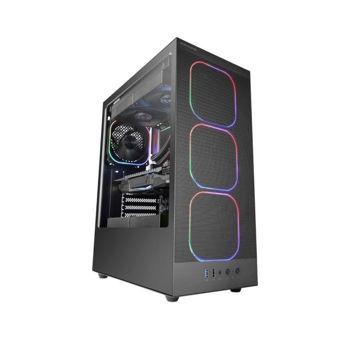 Mars Gaming MC-NEBULA Caja Torre ATX - Cristal Templado Lateral - 4 Ventiladores ARGB de 120mm - Malla Metalica Frontal - 443x350x196mm - Color Negro