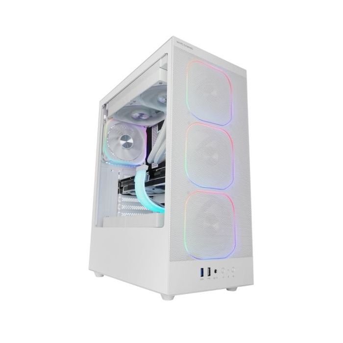 Mars Gaming MC-NEBULA Caja Torre ATX - Cristal Templado Lateral - 4 Ventiladores ARGB de 120mm - Malla Metalica Frontal - 443x350x196mm - Color Blanco