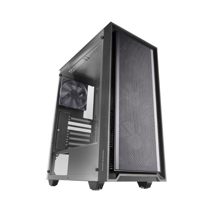 Mars Gaming MC-PMAX Caja Torre ATX - 4 Ventiladores FDB 120mm - Rejilla Frontal Metalica - Doble Camara - 7 Ranuras de Expansion - Color Negro