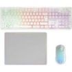 Mars Gaming MCPWX Combo Pack Gaming 3en1 - Teclado Hibrido H-Mech - Disposicion Francesa AZERTY FR - Raton 3200dpi - Switches HUANO - Color Blanco