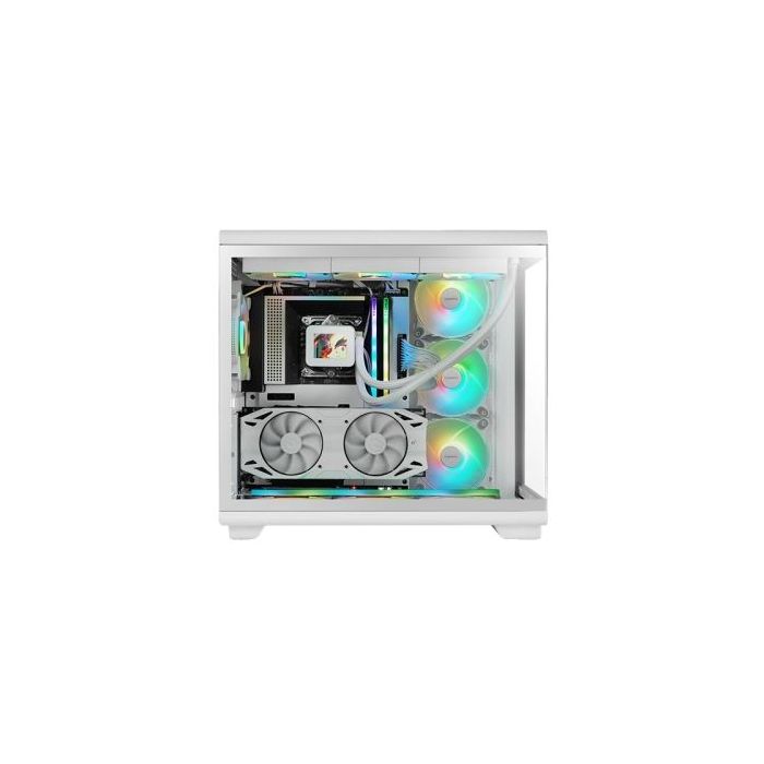 Mars Gaming MC-REV Caja Torre ATX - Tres Ventiladores ARGB - Doble Cristal Templado - Doble Camara - 7 Ranuras de Expansion - 423x278x443mm - Color Blanco