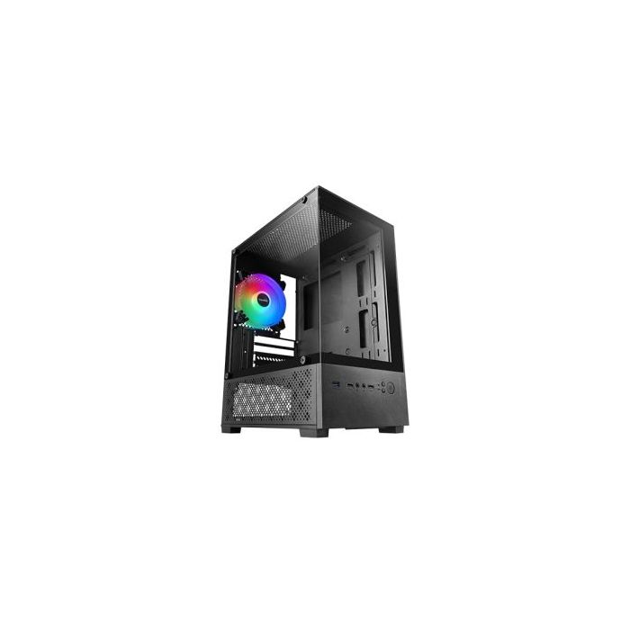 Mars Gaming MC-SE2 Caja Torre ATX - Ventilador de 120mm FRGB Integrado - Cristal Templado sin Marco - Doble Camara - 5 Ranuras de Expansion - 388x197x304mm - Color Negro
