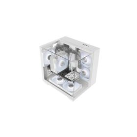 Mars Gaming MC-VISIONM Minitorre Ultracompacta - Soporte para Refrigeracion Liquida hasta 240mm - Triple Cristal Templado - Soporte MicroATX/Mini-ITX - 5 Ranuras de Expansion - 350x277x329mm - Color Blanco